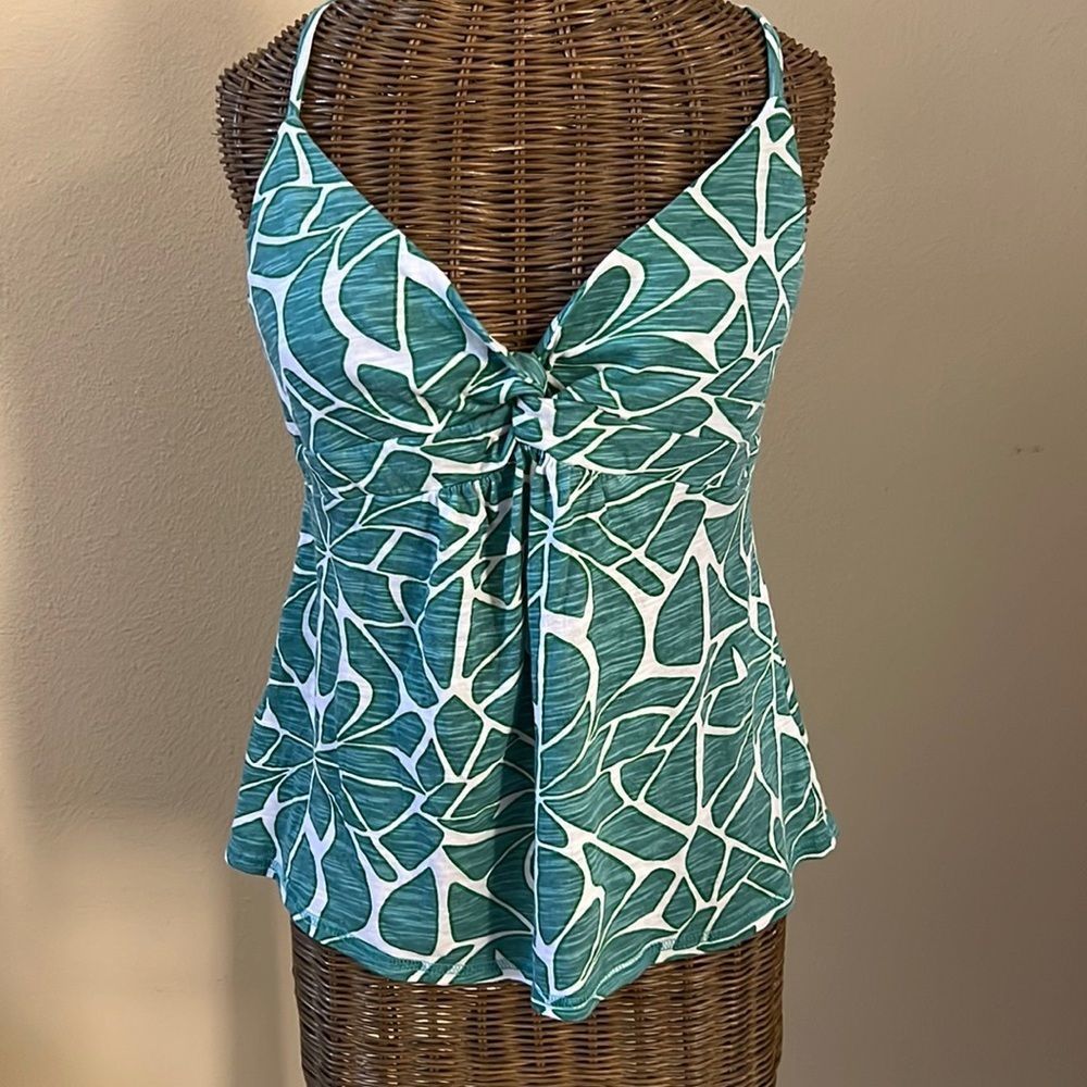 Roxy Tropical print Tank M White Green Blue adjustable straps